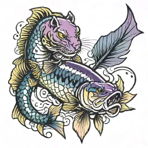 fishing, cancer, wrapped and lsu tigers tattoo design idea