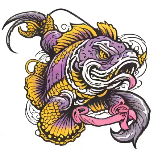 fishing, cancer ribbon wrapped and lsu tigers tattoo design idea