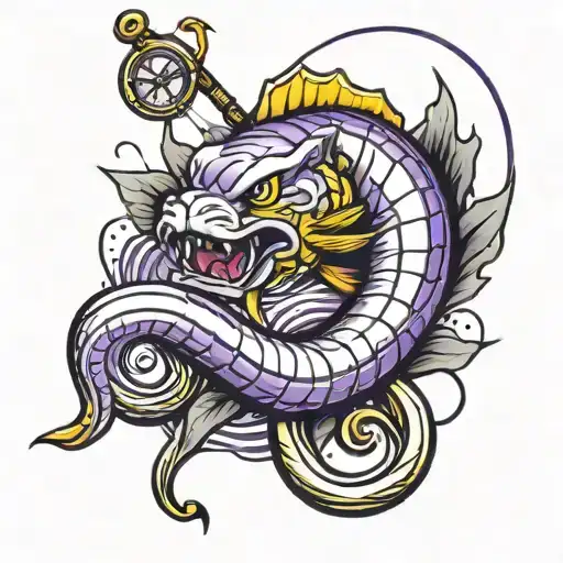 fishing, purple cancer ribbon, wrapped and lsu tigers tattoo design idea