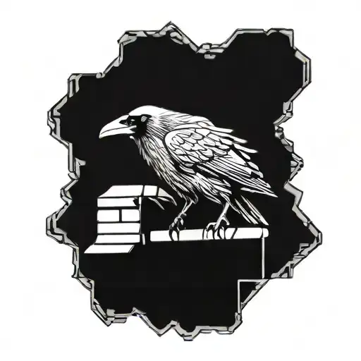  crow sitting on brick wall tattoo design idea