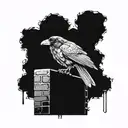  crow sitting on brick wall tattoo design idea