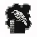  crow sitting on brick wall tattoo design idea