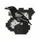 brick wall crow sitting tattoo design idea