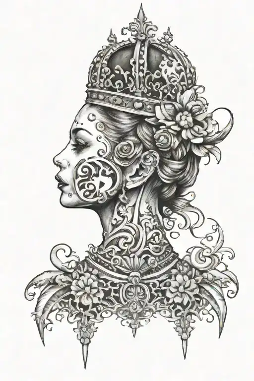 side neck tattoo including a crown and something else to show that I'm strong and that I won't ever give up tattoo design idea