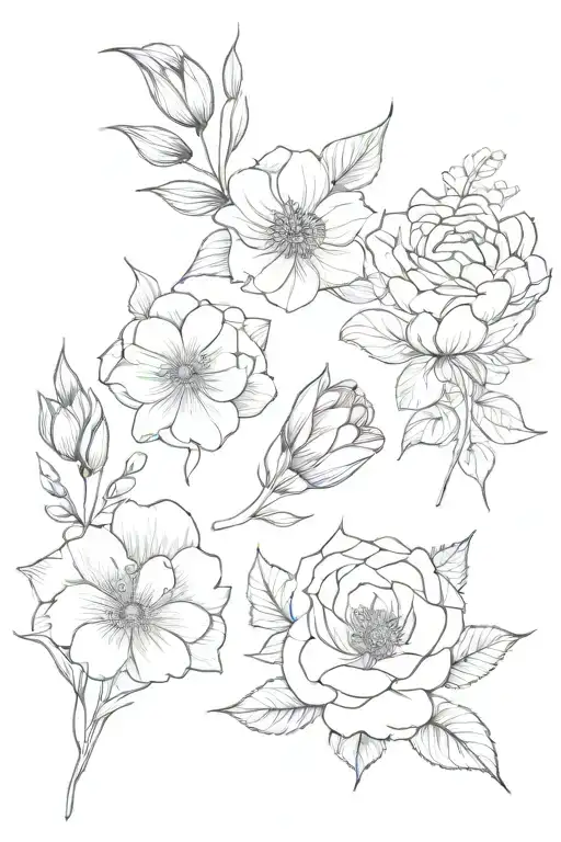 February September October October December birth flower bouquet  tattoo design idea