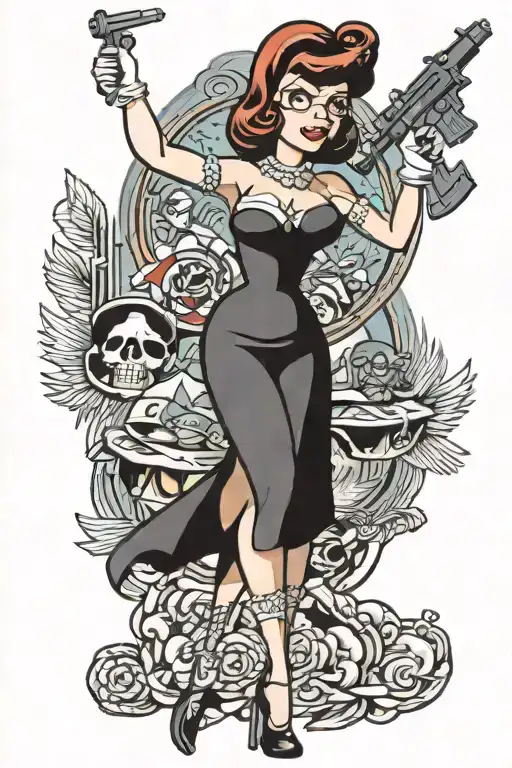 leela futurama world war 2 pinup girl tattoo design idea