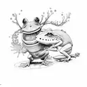axolotl and frog dancing tango in suits nad cylinder in fairy ring tattoo design idea