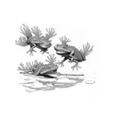 axolotl and frog dancing tango in suits nad cylinder in fairy ring tattoo design idea