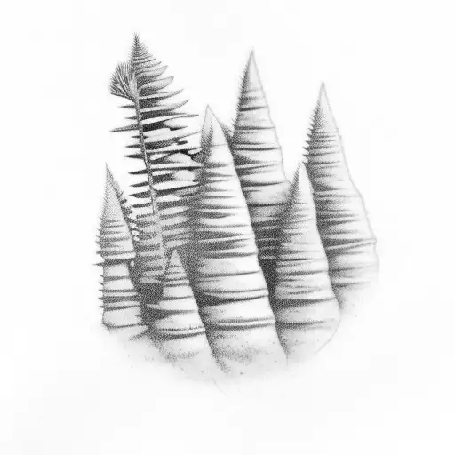 araucarias and volcano  tattoo design idea