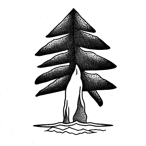 araucaria and volcano in background  tattoo design idea