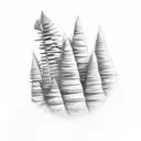 araucarias and volcano  tattoo design idea