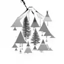 araucarias and volcano  tattoo design idea