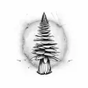 araucarias and volcano  tattoo design idea