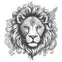 Lord Mahadev depicted as a lion with multiple eyes and a third eye on its forehead tattoo design idea