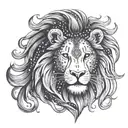 Lord Mahadev depicted as a lion with multiple eyes and a third eye on its forehead tattoo design idea