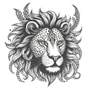 Lord Mahadev depicted as a lion with multiple eyes and a third eye on its forehead tattoo design idea