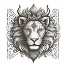 Lord Mahadev depicted as a lion with multiple eyes and a third eye on its forehead tattoo design idea