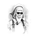 slutty nun wearing tactical military gear tattoo design idea