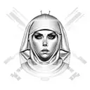 slutty nun wearing tactical military gear tattoo design idea