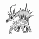 baby giraffe and baby stegosaurus tattoo design idea