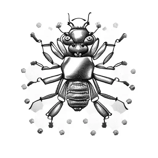 An intricate mechanical ant with gears and pistons, representing the combination of your love for ants and your occupation as a diesel mechanic tattoo design idea