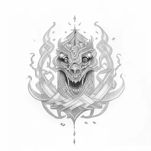 the word currie in old english on fire tattoo design idea