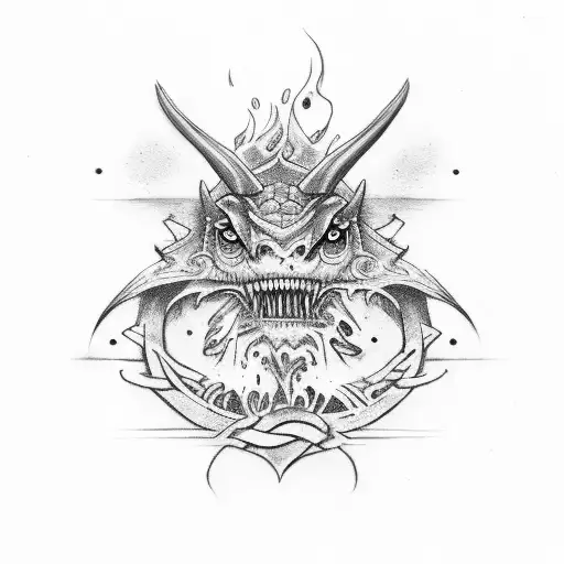 currie in old english on fire tattoo design idea