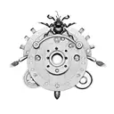 An intricate mechanical ant with gears and pistons, representing the combination of your love for ants and your occupation as a diesel mechanic tattoo design idea