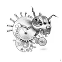 An intricate mechanical ant with gears and pistons, representing the combination of your love for ants and your occupation as a diesel mechanic tattoo design idea