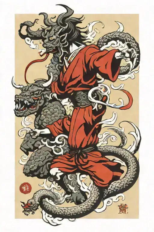 angels and demons fighting tattoo design idea