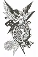 angels and demons fighting tattoo design idea