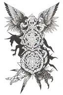 angels and demons fighting tattoo design idea