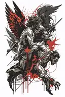 angels and demons fighting tattoo design idea