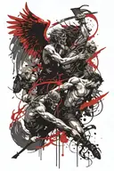 angels and demons fighting tattoo design idea