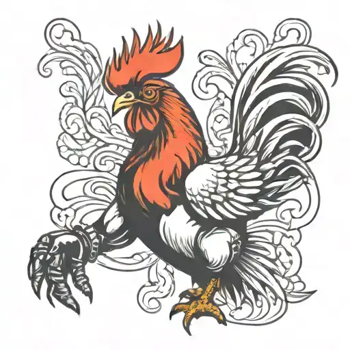 fighting rooster with boxing gloves   tattoo design idea
