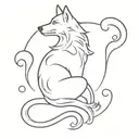 question mark and wolf tattoo design idea