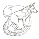 question mark and wolf tattoo design idea