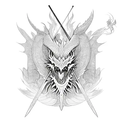 Dragon with phoenix tattoo design idea