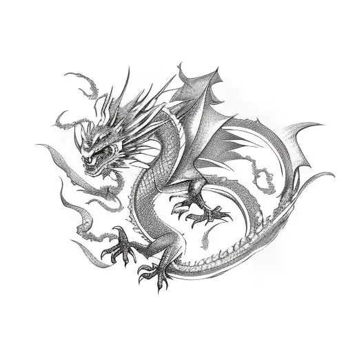 Dragon and phoenix tattoo design idea