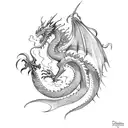 Dragon with phoenix tattoo design idea