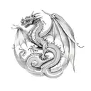 Dragon with phoenix tattoo design idea