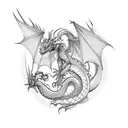 Dragon with phoenix tattoo design idea