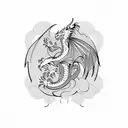 Dragon with phoenix tattoo design idea