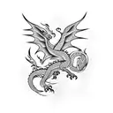 Dragon with phoenix tattoo design idea