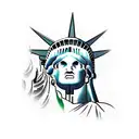cloud sleeve with statue of liberty tattoo design idea