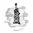 cloud sleeve with statue of liberty tattoo design idea