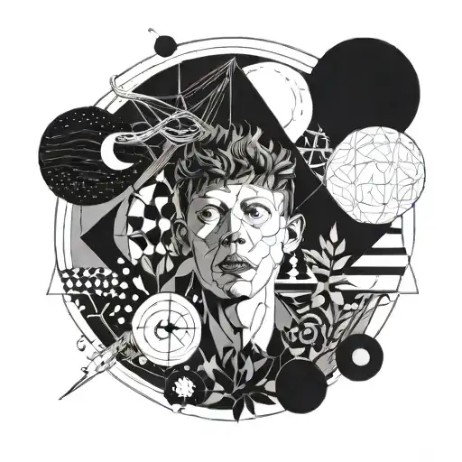 king krule 6 feet beneath the moon black and white tattoo design idea