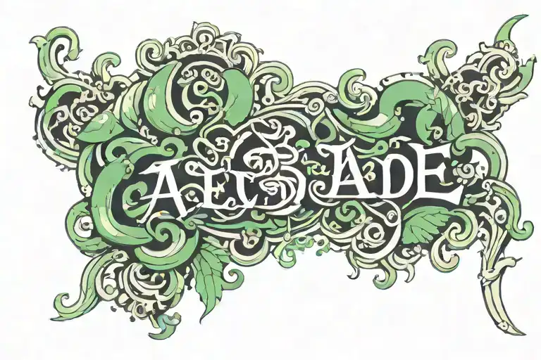 the name jade designed to look like it has been cut into skin tattoo design idea