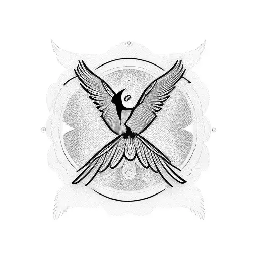 ekg and bird silhouette tattoo design idea