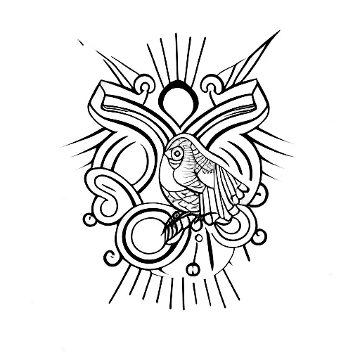 ekg and birdsilhouette tattoo design idea